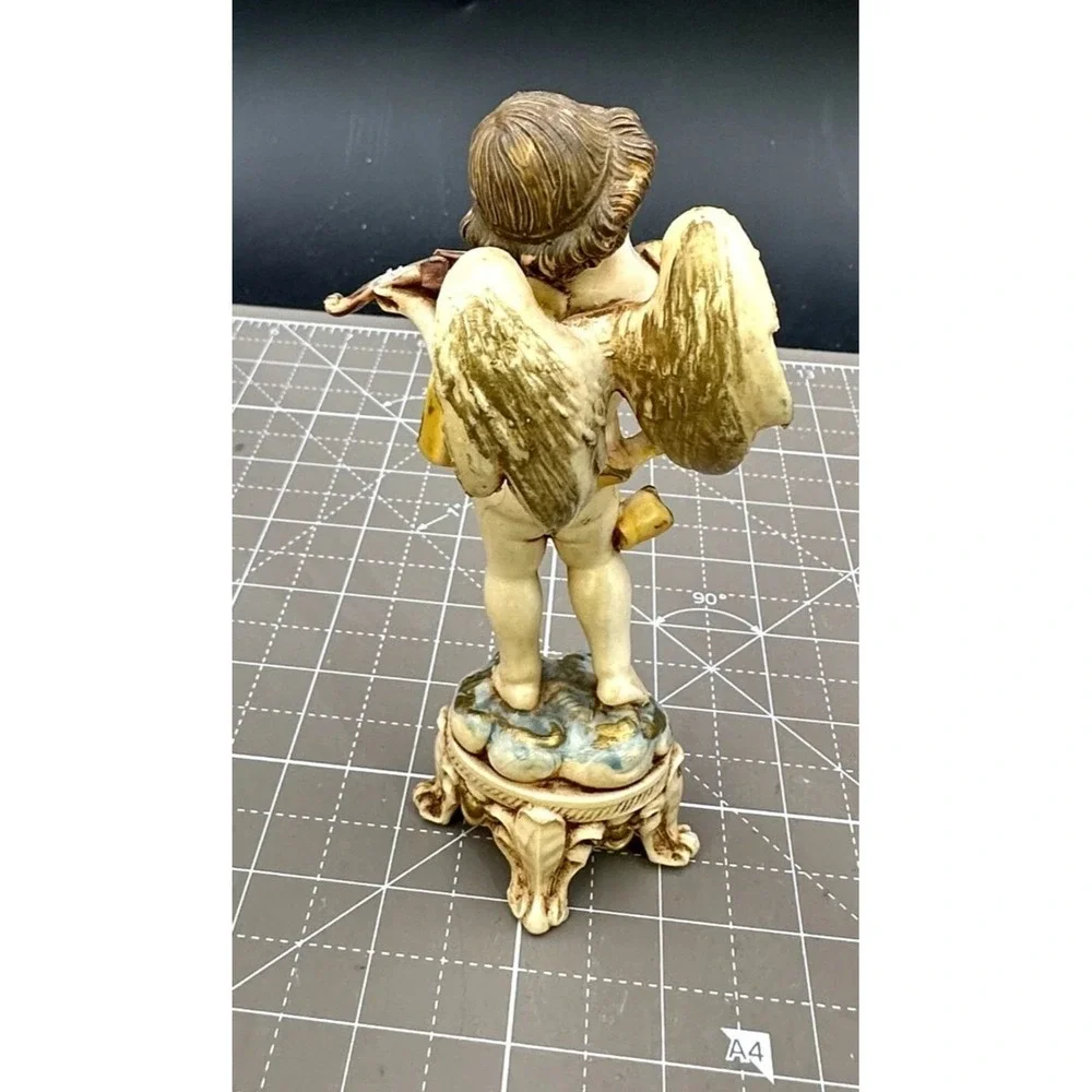 Vintage Fontanini Depose Cherub Cupid Playing Violin Figurine signed 5.75